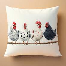 1 件极简主义农场黑白波尔卡圆点小鸡抱枕套，单面柔软毛绒面料，45 * 45 厘米/18 * 18 英寸，装饰靠垫套适用于房间、现代沙发、派对、礼物 - 彩色 - 查看 4