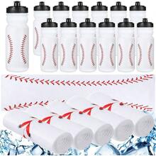 24 Pcs Sport Party Favors Include 12 Pcs 20 Oz Plastic Soccer Football Basketball Water Bottles Bulk 12 Pcs 40x12 Softball Baseball Cooling Towels For Soccer Sport Team Gift Baseball - Black,White - View 1