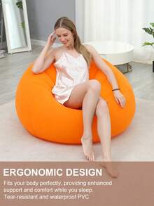 新款充气毛绒沙发适合懒人可折叠脚踏沙发床户外便捷躺椅带脚凳热销 - 彩色 - 查看 4