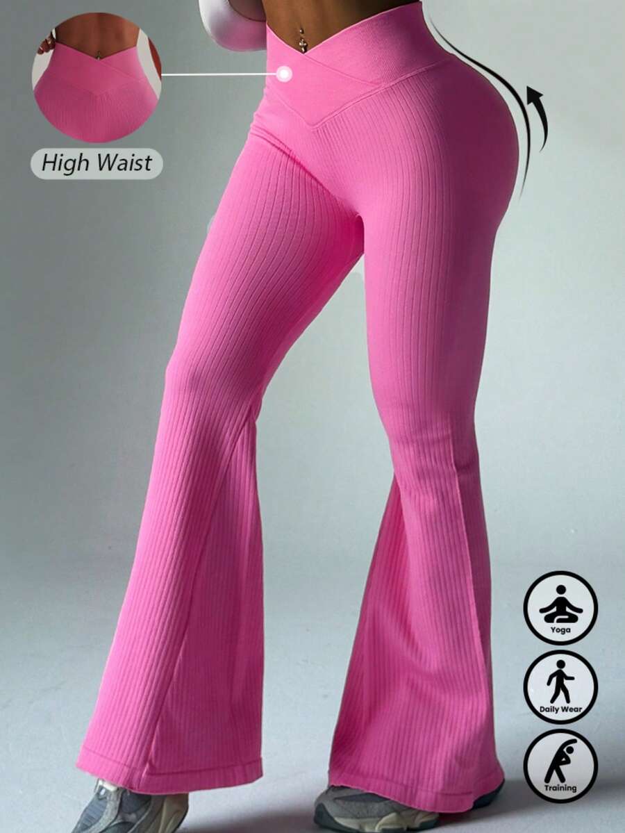 Peach Bloom Flared Leggings: 3D Booty Lift Tech & Leg-Lengthening Flare | Seamless Sculpting Yoga Pants For Sunset Yoga, Coffee Dates & Travel Adventures