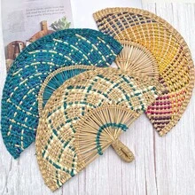 1 件手工编织海藻扇，非洲风格手持扇，壁挂装饰扇，便携式夏季扇，适合日常使用和摄影 - 彩色 - 查看 1