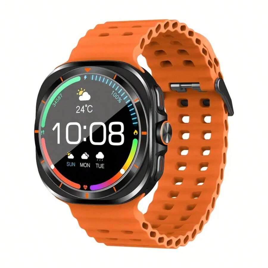 W&O Smartwatch (Answer/Make Calls)-1.43 Inch Smart Watch For Women & Men With 100+ Sports Modes, Fitness Activity Tracker Pedometer, Compatible With Android And IOS, Perfect Gift For Family And Friends, Suitable For Festival Gift - 橘色 - 查看 1