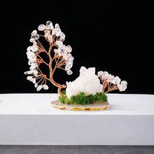 1PC Natural Crystal Lucky Tree Copper Wire Winding Amethyst Gravel With Agate Slice Base Home Decoration Money Trees - Original Stone Small Flower Tree - View 16