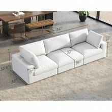 114" L-Shaped Modular Sectional Sofa – 4-Seat Oversized Cloud Couch With Down Feather Fill, Chaise, And Ottoman For Living Room - 白色 - 查看 2