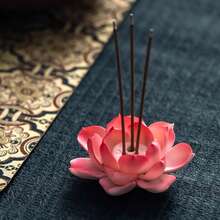 1pc Ceramic Lotus Flower Incense Burner, Incense Holder, Floral Aroma Diffuser, Spiritual Relaxation Home Decor, Suitable For Home, Office, Bedroom, Living Room, Multiple Colors Available - Lotus Incense Holder - View 3