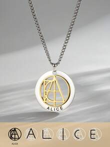 New Style Creative Custom Made Name Logo Disc Necklace Gift For Women, Mother'S Day Personalized Name Customization Jewelry Carving Pendant Necklace Gifts For Wife - Rose Gold+Silver - View 5