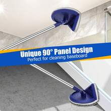 Max 86'' Flexible Long Handle Wall Cleaner With 90° Cleaning Angle, Wall Mop For Painted Walls,Ceiling,Window,Floor,Baseboard Cleaner Tool Duster, Dry Dust & Wet Wash Cleaning Mop With 6 Pads - Màu xanh lam - Xem 3