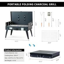 MASTER COOK Portable Charcoal Grill, Foldable BBQ Grill Kit Easy To Carry, Mini Tabletop Grill For Outdoor Camping, Patio And Picnic, 17.1"*10.8"*2.5" - 1 - View 3