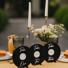 Customize Vinyl Record Wedding Table Numbers And Seating Chart Decorations, Retro Wedding Party Table Decor, Personalized Music Wedding Find Your Seat - Multicolor - View 7
