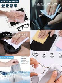 8/30/50/100pcs Glasses Cleaner,Glasses Cleaning Cloth,Eyeglass Cleaning Cloth,Microfiber Cleaning Cloth,Lens Eyeglass Cleaner Wipes,Reusable,Special Cleaning Cloth For Computer And Mobile Phone Screens, Glasses Accessories For Women - Multicolor - View 4