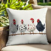 1 件极简主义农场黑白波尔卡圆点小鸡抱枕套，单面柔软毛绒面料，45 * 45 厘米/18 * 18 英寸，装饰靠垫套适用于房间、现代沙发、派对、礼物 - 彩色 - 查看 3