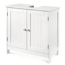 Mobile lavabo per il bagno, mobile bagno sottolavabo a 2 livelli con 2 ante, bianco 60x30x60cm