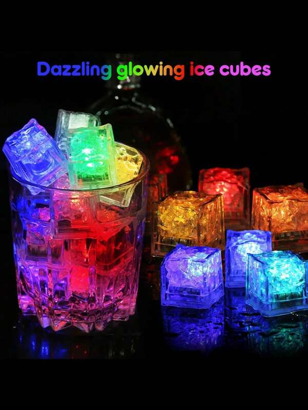 6/12/24 pezzi cubetti di ghiaccio luminosi, multicolor a cambiamento lento, cubetti di ghiaccio luminosi impermeabili per bevande, adatti per matrimoni, club, bar, bevande, karaoke, luci notturne, piscine, decorazioni per matrimoni e feste