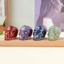 1 件手工树脂水晶骷髅装饰，带碎石，非常适合家庭办公室装饰、万圣节、复活节、感恩节、情人节礼物、串珠和珠宝制作 - 樹脂水晶頭骨 - 查看 9