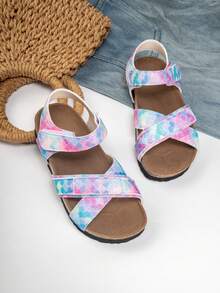 1 par de sandalias abiertas de playa/interior cómodas, versátiles y duraderas para niñas - Azul - Ver 5