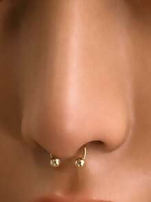 1件可调节S925纯银双球U型鼻环/鼻钉/唇环/耳夹/耳环（材质为S925银，质地较软，请勿用力调节。）（螺丝球形）（附赠首饰盒） - 雙珠U型鼻飾 - 查看 3