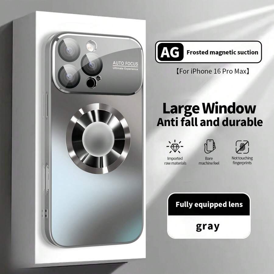 Ốp lưng điện thoại sạc không dây từ tính bằng titan mờ sang trọng, tương thích với Apple 16 15 14 13 12 Pro Max Plus 11, ống kính kính cửa sổ lớn bảo vệ camera, chống sốc, chống thấm nước, chống rơi, chống trầy xước