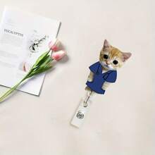 1pc/2pcs Retractable Nurse Cat & Doctor Cat Badge Reel Set – Cute Acrylic (PMMA) ID Card Holders With Stethoscope & Stethoscope Designs, Perfect Gift For Nursing Students, Healthcare Workers, Nurses – Nurse Appreciation Day,School Supplies,Back To School