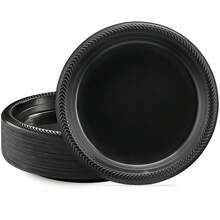 20pcs Black Round Plastic Trays, Disposable Set, Suitable For Wedding Dresses And Weddings, Wedding Party Dedicated Trays - Thickened Design, Suitable For Wedding Parties, Restaurants, Gatherings, Birthday Parties, Picnics, Camping And Daily Use - Available In Multiple Sizes - Black - View 12