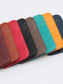 1pc Vertical Fashionable Simple PU Leather Men's Mini Lightweight Business Card Holder Business Multi Slot Card Bag Cover Eessential For Men