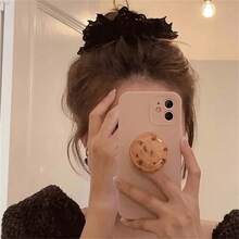 Lot de 1 ou 2 chouchous en dentelle – Élastique à cheveux en tissu doux à motifs floraux, accessoire à la mode pour queues de cheval et bandeaux, bordure en dentelle élégante et polyvalente, idéal pour le printemps, l'été, l'automne et l'hiver. - Noir - Voir 10