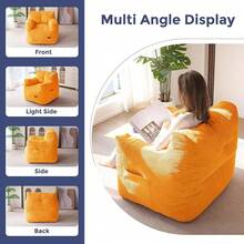 MAXYOYO Bean Bag Chair, Tufted Bean Bag Sofa With Boucle Fabric, Comfy Lazy Chair With Filler, Living Room Sofa Adults Teens, Accent Couch Bedroom Dorm, Beige - Màu cam (Vải có dây) - Xem 12