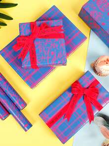 1 rolka fluorescencyjnego papieru do pakowania, fluorescencyjne litery papier do pakowania prezentów na ślub, urodziny, wieczór panieński, walentynki, dzień matki, przyjęcie świąteczne, bukiet kwiatów DIY - Niebieski Różowy - Zobacz 9