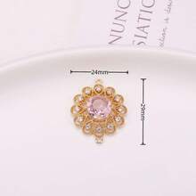 2pcs Hollow Sunflower Cubic Zirconia Encased In Copper Pendant, DIY Jewelry For Necklace, Earring, Hair Clip, Jewelry Connector - Multicolor - View 5