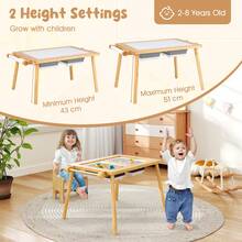 Toddler Activity Table Kids Sensory Table & Chair Set-Natural - Khaki - View 6