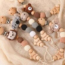 1 szt. personalizowany silikonowo-drewniany wisiorek w kształcie głowy zwierzęcia, dodatek DIY do toreb, plecaków, breloków, naszyjników, dekoracji, funkcja antyzaginieniowy, odpowiedni na jesień/zimę, błyszczy na festiwalach i na powrót do szkoły