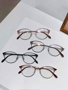 1 件户外变色金属框架眼镜，Y2K 小椭圆形框架装饰眼镜，时尚百搭，适合女性，含眼镜盒