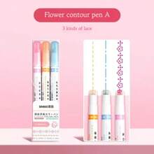 1 Stück / 3 Stücke / 6 Stücke / 8 Stücke / 12 Stücke geschwungener und wellenförmiger Designmarkerstift, Spitzenstifte, wellenförmige Blumenhighlighter, DIY Umrissgeschwungene Stifte, geeignet für Handbücher und Zeichnungen, sowie Stifte für Jugendliche und Erwachsene, Lernspielzeug für Büro, Zeichnen, Marker, Schreibwaren, Jungen, Mädchen, Strumpfstopfer, Markerstifte, Spielzeug, Schreibwaren
