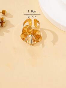 2026 Fashionable Open Ring With Golden Double Ball Design, Wedding Aesthetic Jewelry, Couple Gift - Wave Ring - View 5