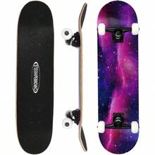 31 Inch Skateboard Complete Skateboa Double Kick Skate Board 7 Layer Canadian Maple Deck Skateboard For And Beginners - StarrySky#2 - View 1