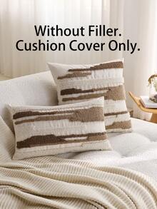 1 件波西米亚风格抽象几何刺绣羊羔绒抱枕套，适合室内装饰，四季流苏装饰枕套，不含枕芯 - 彩色 - 查看 5