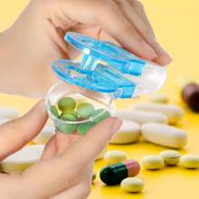 1-5 piezas Sacador de pastillas portátil con caja de medicamentos, abridor de pastillas para blíster, sacador de pastillas portátil, abridor de pastillas, accesorios domésticos, asistencia para tabletas y pastillas, nuevo diseño de dispensador de pastillas, muy adecuado para personas con manicura y artritis (también se vende en 10/15/20 piezas)