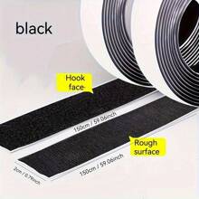 300cm/119in Total Length Dual-Sided Adhesive Tape, 150cm Hook & Loop, Self-Adhesive, Black/White, 2cm/4cm Width, Suitable For Office Desk & Home Decor Back To School
