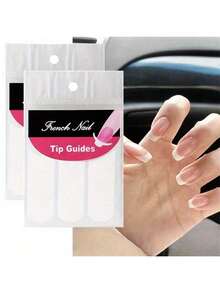 240入/5張diy法式美甲指導貼紙,模板貼紙條帶自粘式美甲貼紙貼花貼紙指導美甲裝飾diy工具,月形設計白色