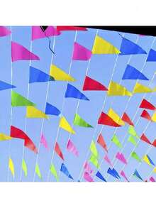 100pcs/Set 164ft Pennant Bunting Flags, Durable Outdoor Party Festival Decor For Weddings, Parties, Sports Events, Malls, Indoor Holiday And Garden Activities, With Easy Hanging String - Multicolor - View 12