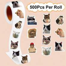 500pcs Cartoon Meme Cat Stickers For School Reward Stickers Classroom Decoration Scrapbooking Stickers - Multicolor - View 1