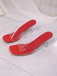 Women's Transparent High Heel Shoes - Open Toe Red High Heel Sandals, Full Of Summer Vibe - Elegant High Heels, Suitable For Beach Vacation And Daily Party - Red - View 6