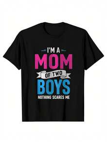Mom Of Boys Outnumbered And Loving It Mother's Day Sons Boy T-Shirt - Black - View 2