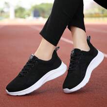 Zapatos deportivos de malla transpirable para mujeres, zapatillas de correr ligeras con cordones, calzado casual y de moda para damas