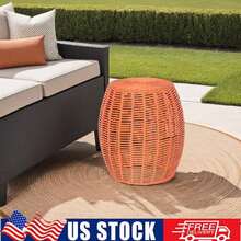 Mesa lateral redonda de ratán para patio/exterior, mesa auxiliar resistente a la intemperie, taburete/otomano de metal para jardín, para sala de estar o dormitorio - Multicolor - Ver 1