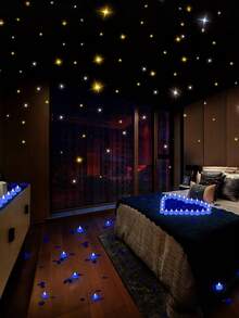 24 件心形 LED 无焰蜡烛，蓝色浪漫爱情 LED 茶灯，适合浪漫之夜、情人节、周年纪念、婚礼、晚宴派对装饰