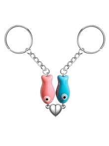 1 件陶瓷小鱼钥匙扣，具有独特的红色、绿色、橙色和蓝色，心形磁性钥匙扣，简约时尚，适合男女汽车配件可爱哥特 Y2k 万圣节配件教师节 - 彩色 - 查看 7