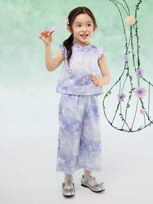 Balabala Girls' Traditional-Style 2 Pieces Outfit, Elegant & Stylish - Purple - View 1