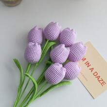 7pcs Artificial Woven Tulips, Crochet Flower Bouquet, Graduation Ceremony Gift, Wedding Party Decorations, Teacher Appreciation, Graduation Favors, Teacher's Day, Mother's Day, Valentine's Day Gifts, Home Decor, Summer Indoor Vase Decor