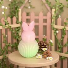 2pcs Minimalist Striped Rabbit Egg Shaped Decor, Creative Handmade Gift, Aromatherapy Candle Mold - White - View 2