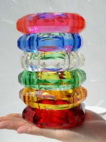 1pc Summer New Geometric Rhombus Transparent Resin Bracelet, Personalized Creative Stacking Jewelry Gift